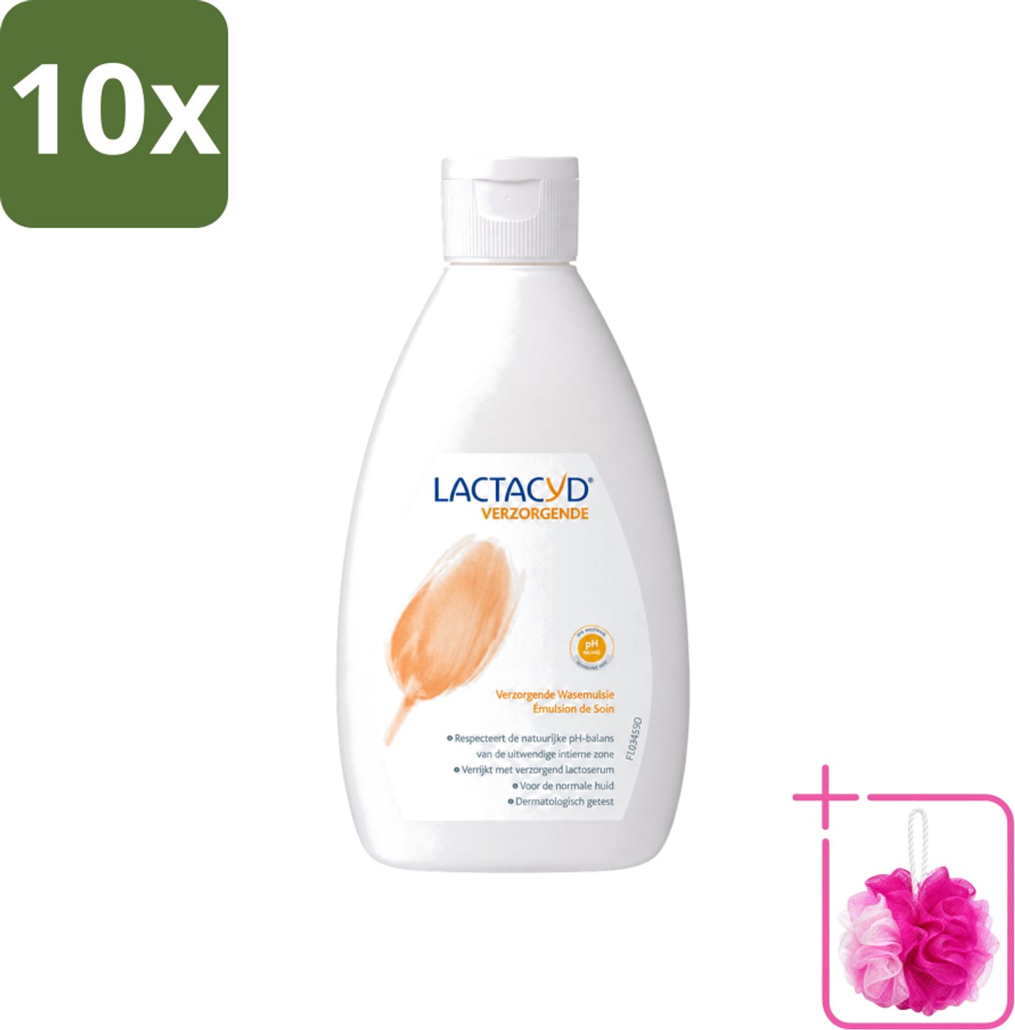 10 x Lactacyd – Verzorgende Wasemulsie – pH-vriendelijk – 300 ml - Bulkverpakking - Intieme wasemulsie - Douchemop - Milde intieme verzorging
