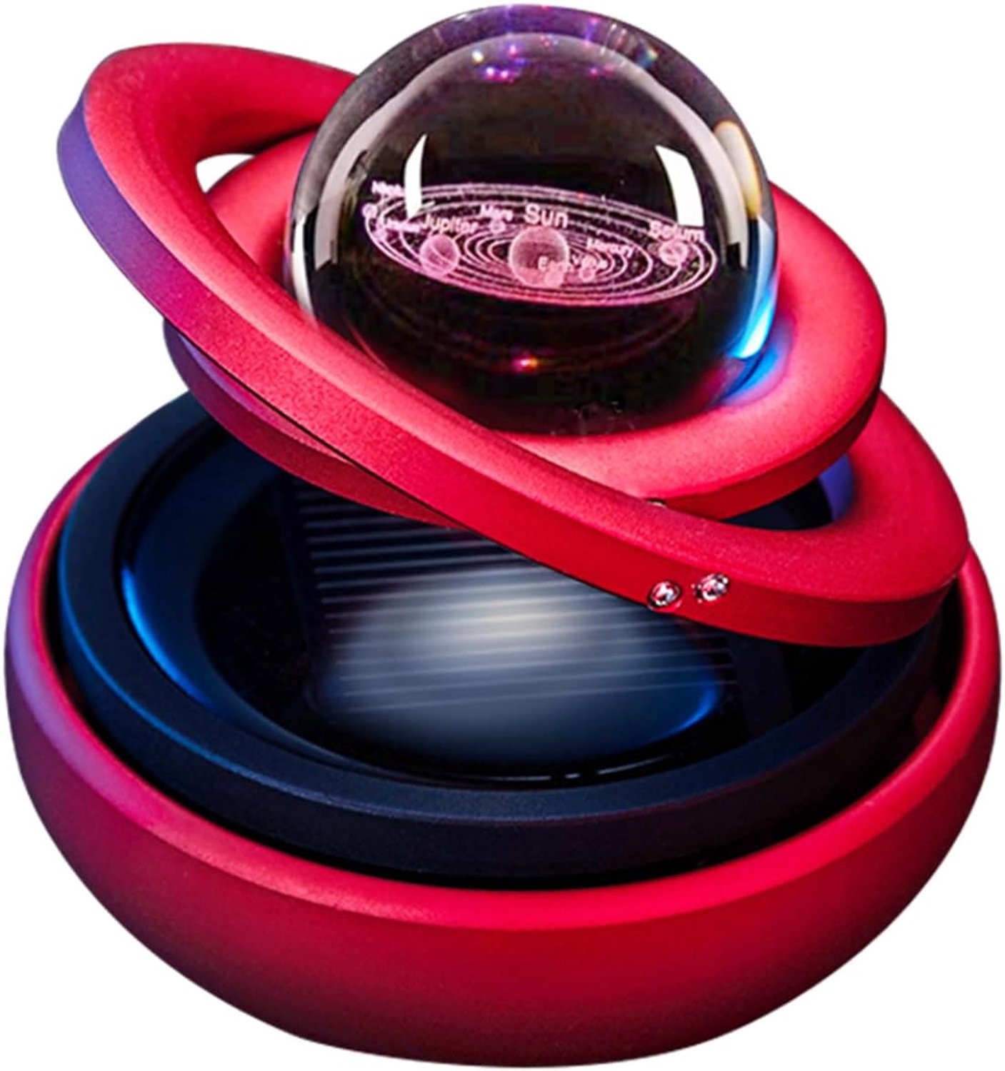 Auto-luchtverfrisser Voor Auto's Slimme Parfumverspreider op Zonne-energie Met 6 Stuks Geurtabletten Decoratieve Accessoires Voor Mannen en Vrouwen-Rood