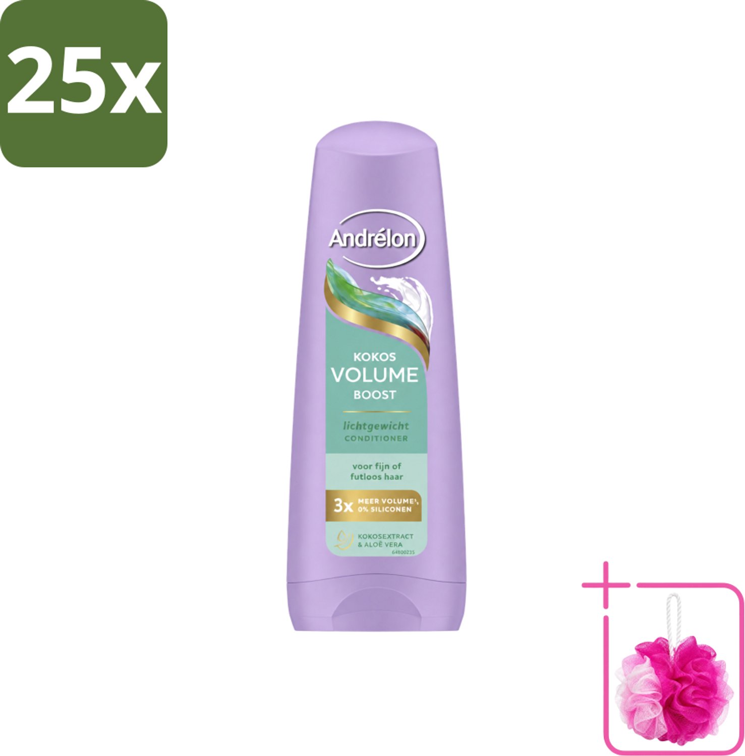 25 x Andrélon – Conditioner – Volume Boost – 200 ml - Bulkverpakking - Volume boost haar - Douchemop - Kokos conditioner