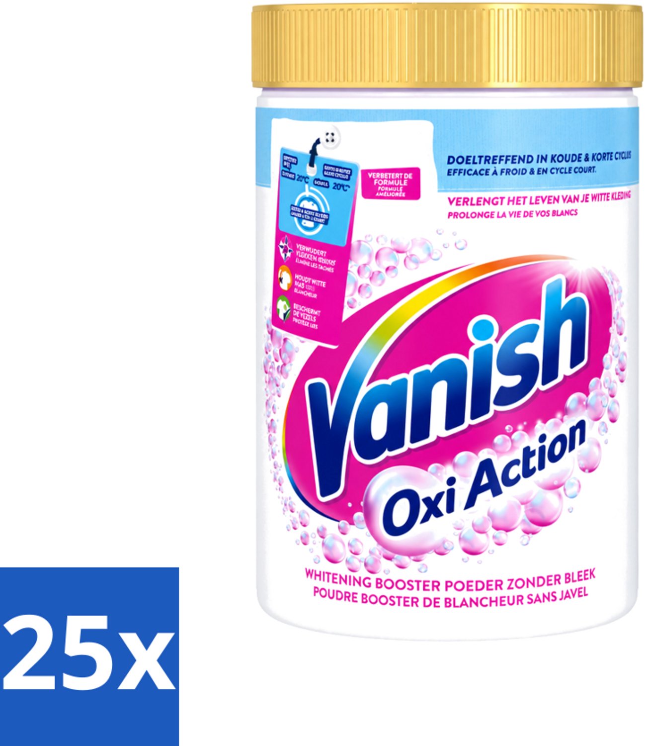 25 x Vanish Oxi Action - Vlekkenverwijderaar Poeder - Witte Was - 710 Gram - Voordeelverpakking - 25 stuks