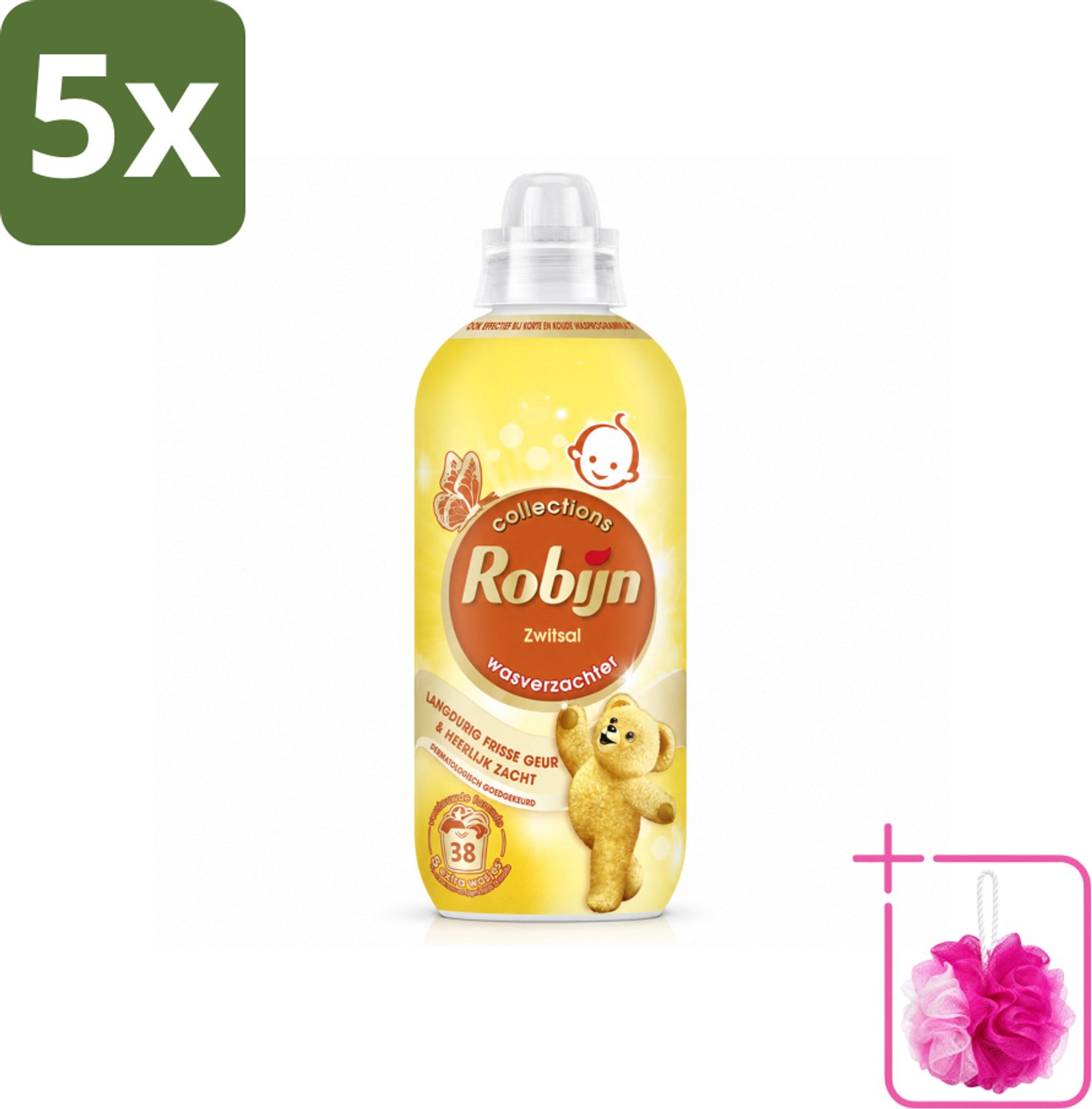 5 x Robijn – Wasverzachter – Zwitsalgeur – 765 ml - Bulkverpakking - Wasverzachter - Douchemop - Babygeur