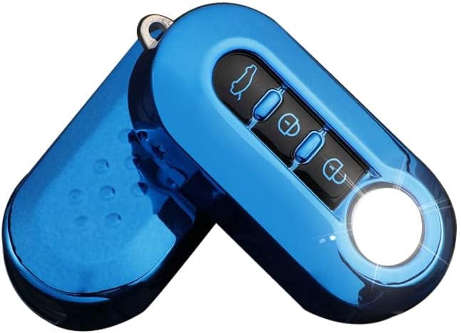 Autosleutel hoes geschikt voor FIAT sleutelhoes cover TPU beschermhoes voor FIAT 500 Bravo Panda Fiorino Doblo Punto sleutelbehuizing afstandsbediening Flip 3-toetsen blauw
