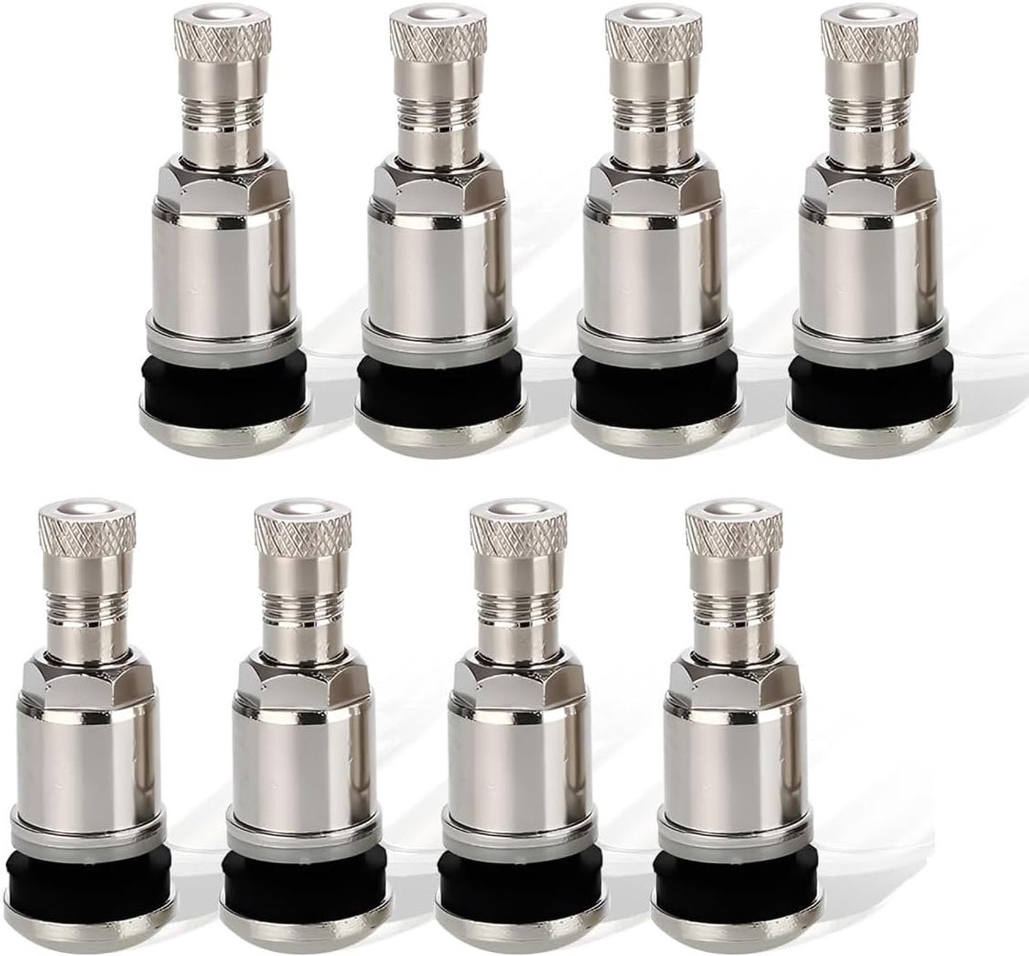 Set van 8 metalen ventielen voor aluminium velgen - universele autobandventielen, 11.3 mm ventielen voor auto en fiets