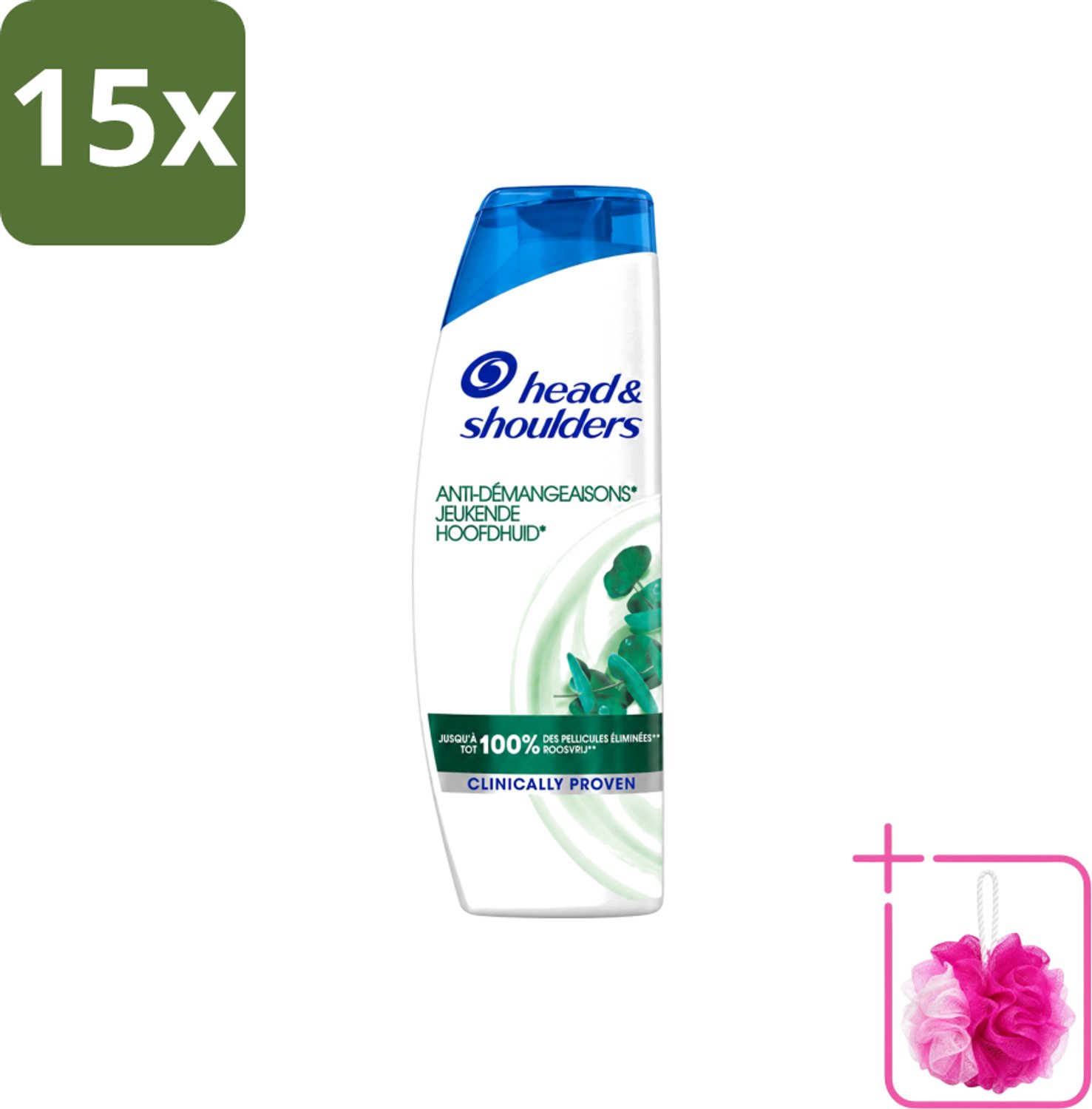 15 x Head & Shoulders - Anti-Roos Shampoo - Jeukende Hoofdhuid - 285 ml - Bulkverpakking - Jeukende hoofdhuid - Douchemop - Anti-roos shampoo