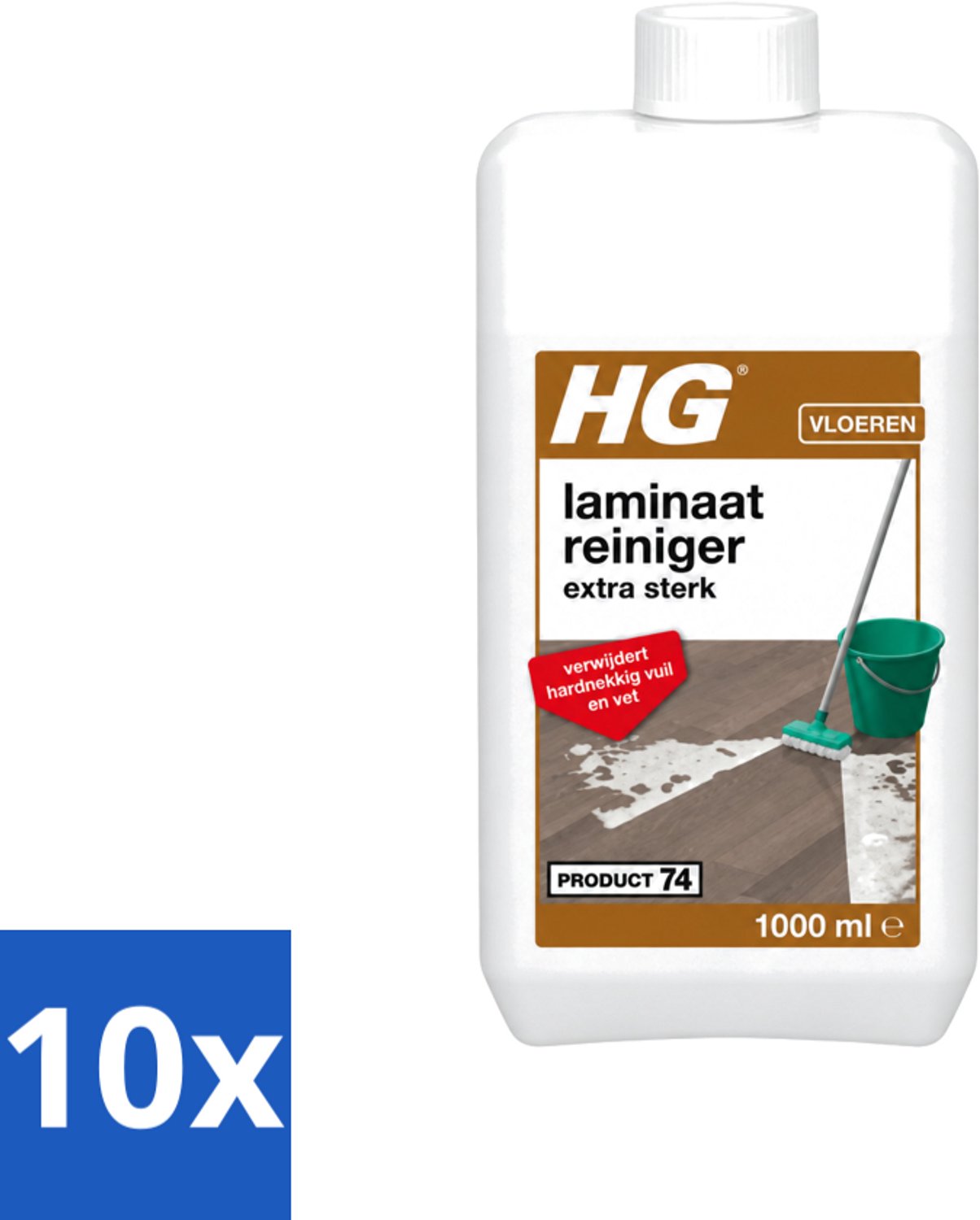 10 x HG - Laminaat, Vinyl & PVC Reiniger - Extra Sterk - Verwijdert Hardnekkig Vuil & Vet - 1L - Voordeelverpakking - 10 stuks