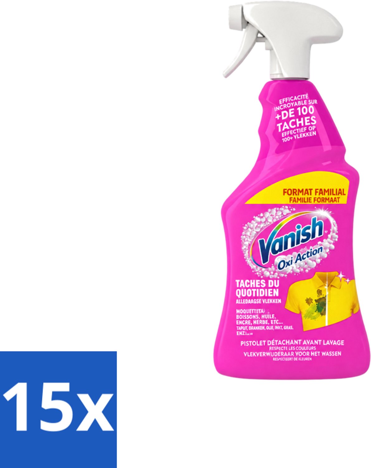 15 x Vanish – Vlekverwijderaar Spray – Oxi Action 4-in-1 – 940 ml - Voordeelverpakking - 15 stuks