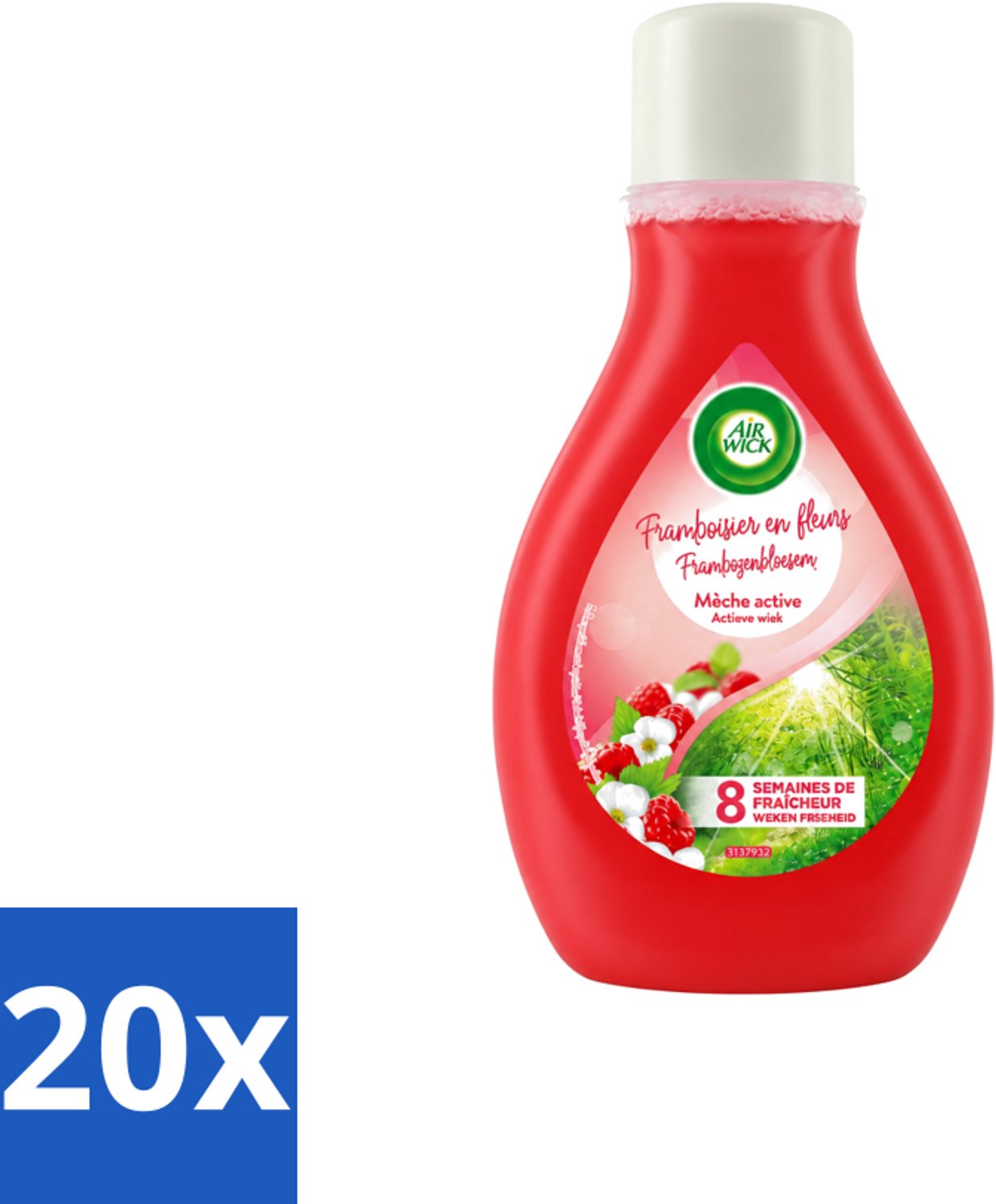 20 x Air Wick – Luchtverfrisser – Actieve Wiek Framboos & Bloesem – 375 ml - Voordeelverpakking - 20 stuks