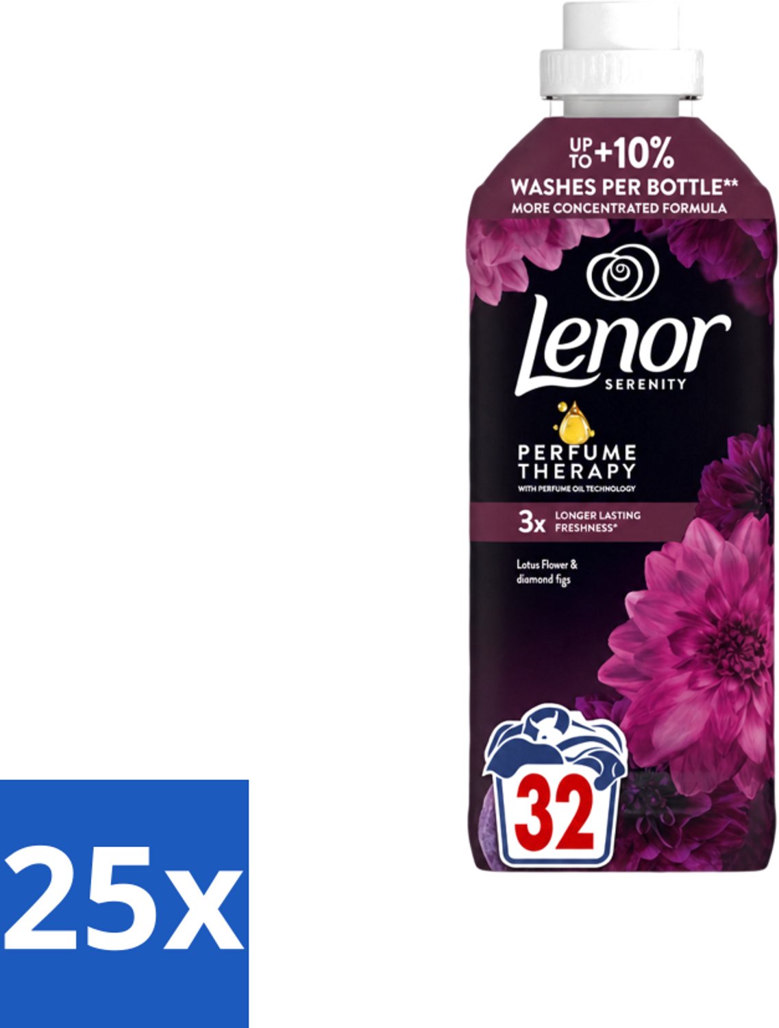 25 x Lenor – Wasverzachter – Lotus Flower & Diamond Figs – 32 Wasbeurten – 675 ml - Voordeelverpakking - 25 stuks