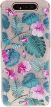 Shop4 - Samsung Galaxy A80 Hoesje - Zachte Back Case Bloemen en Bladeren