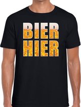 Bier hier tekst t-shirt zwart heren L