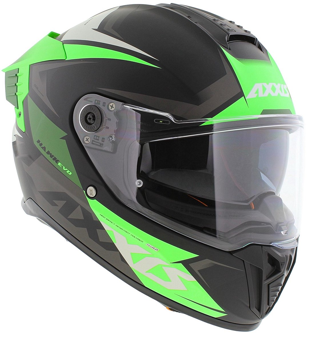 Axxis Hawk SV Evo Integraal helm Ixil mat zwart groen XL - Motorhelm / Brommerhelm - Kawasaki groen met zonnevizier aan binnenkant