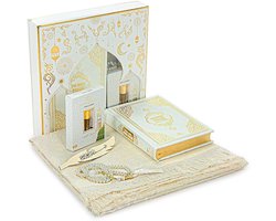 Gebedsgeschenkset voor Hajj & Umrah – Complete Islamitische Cadeauset met Gebedskleed, Engelse Koran & Tasbih | Janamaz Salah Mat