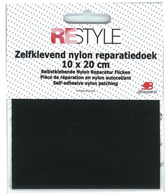 Restyle Reparatiedoek Zelfklevend - Nylon - Zwart - 10 x 20 cm
