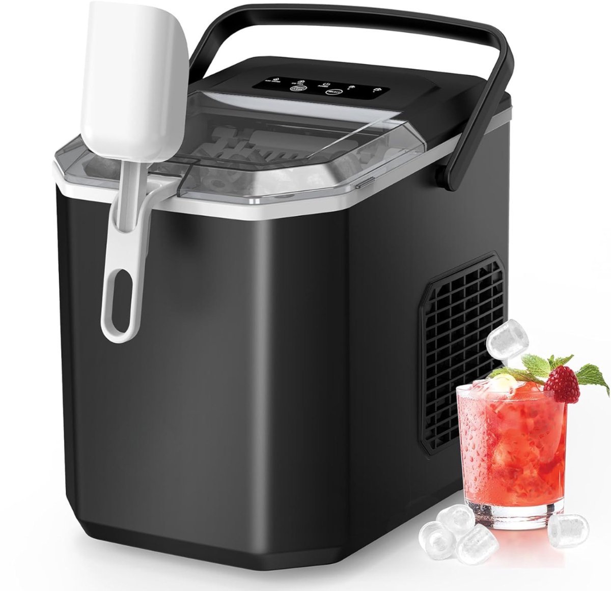 AMA® Ijsblokjesmachine - Zelfreinigende Ijsblokjesmaker, Ijsblokmaker - Draagbaar met Handvat - 22.5x29x29.5cm