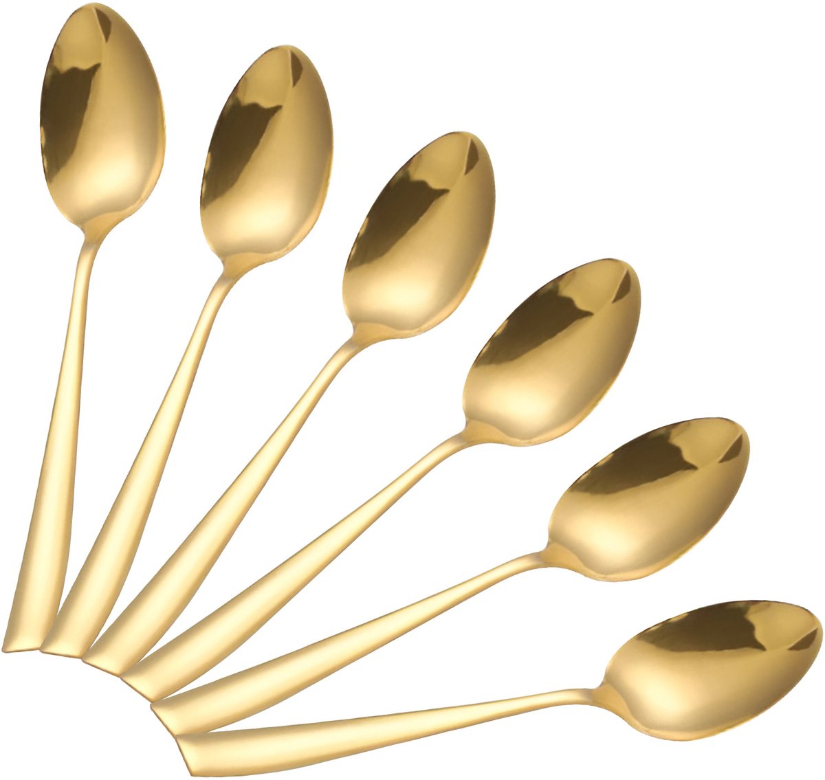 Cheffinger, Set van 6 dessertlepels formaat 14,5 cm in roestvrij staal, Goud