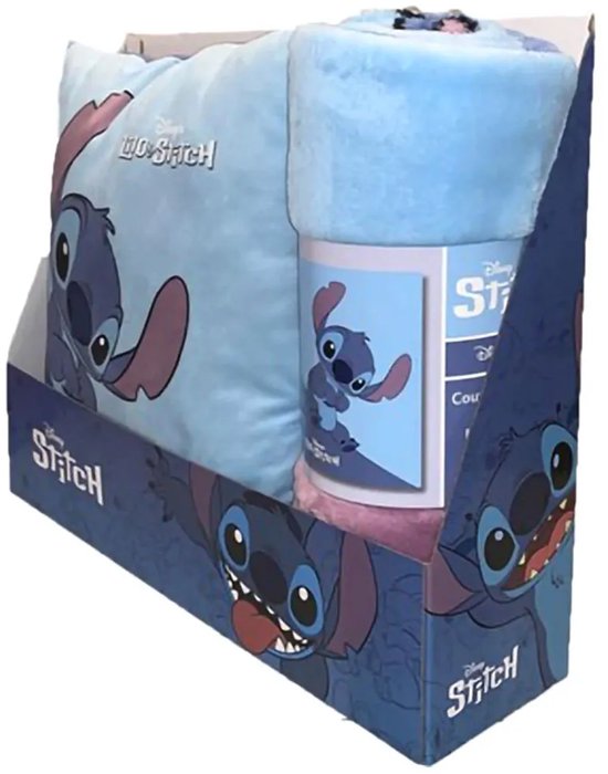 Disney Stitch Disney - Coussin couverture Polar Set - 110x150cm - Coffret cadeau - Lilo & Stitch