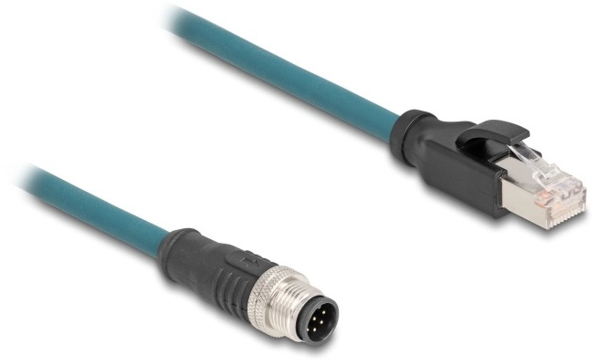 M12 8-pins A-gecodeerd (m) - RJ45 (m) industriële netwerkkabel | CAT5e | PUR | 0,50 meter