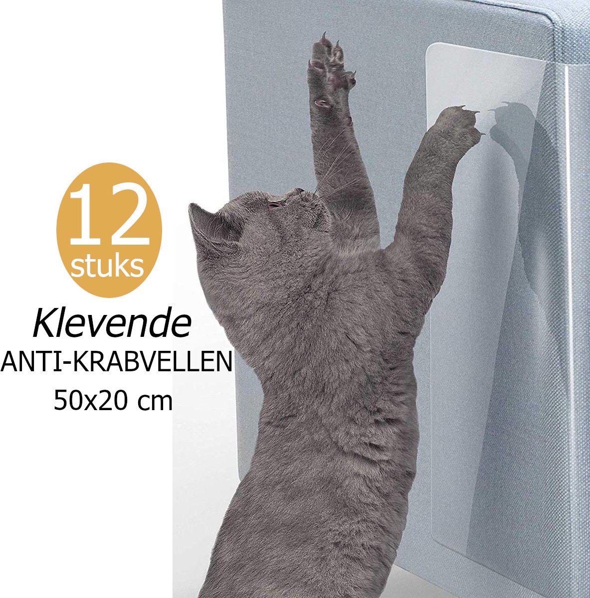 Anti Krab Vellen, Anti Krab Katten, Anti Krab Vellen voor Kat, Krabmeubelen, Krabpalen, Bankbeschermer, Meubelbescherming, Anti Krab Vellen voor Hond, Transparant, Anti Scratch, Klevende Anti Krab Vellen, 50 x 20 cm, 12 STUKS