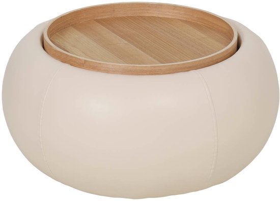DÉJA Living Table Basse Draby - Rond Beige/Naturel - Incl. Espace de Rangement - 73 cm