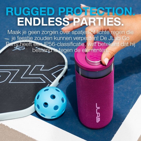 JLAB Go Party Speaker - Bluetooth Speaker - Draadloze Speaker met 16 uur Batterijduur - 10 Watt - Draagbare Speaker met Multipairing pairing - Equalizer via de App - IPX6 Waterproof - Mulberry van Merkloos — afbeelding 5