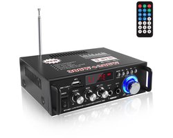 Mini-versterker - HiFi-versterker - Bluetooth 5.0-stereo - 12V/240V - 600W - Dual Channel - LCD-scherm - Draagbare FM-radio met Hoge Resolutie - SD/USB-kaartingang - voor Gebruik Thuis of in de Auto