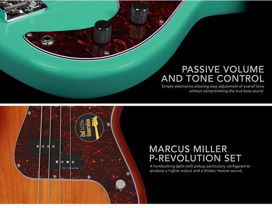 Sire Marcus Miller P5 5-String FL Mild Green 5-snarige fretloze elektrische basgitaar