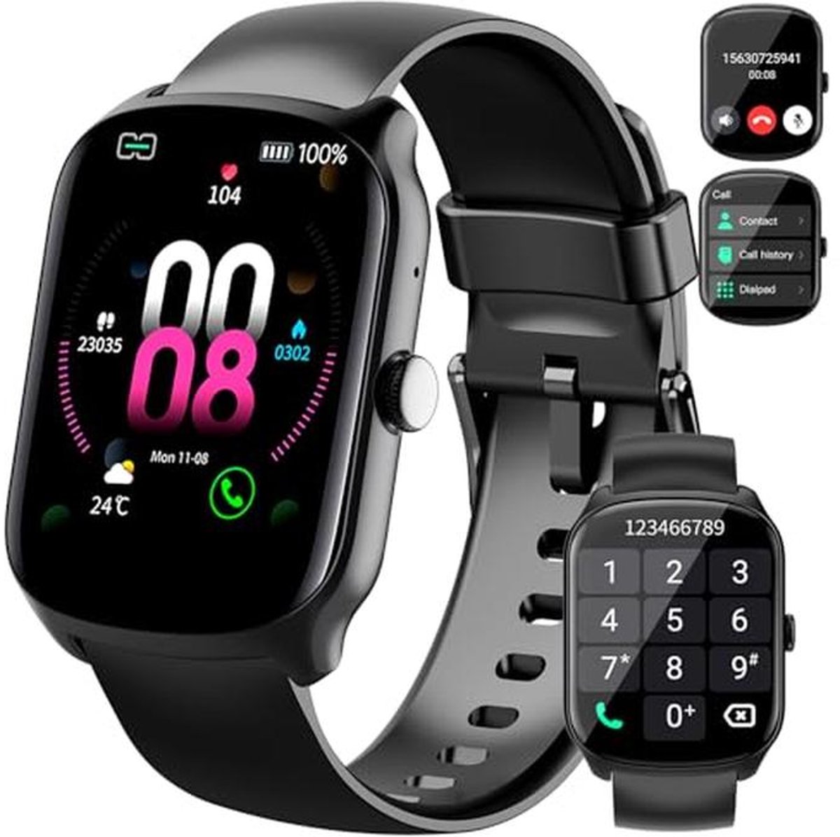 Stijlvolle Smartwatch voor Dames en Heren - Bluetooth, HD Display, 110 Sportmodi, Stappenteller, Hartslag- en Slaapmonitor, Waterdicht IP68