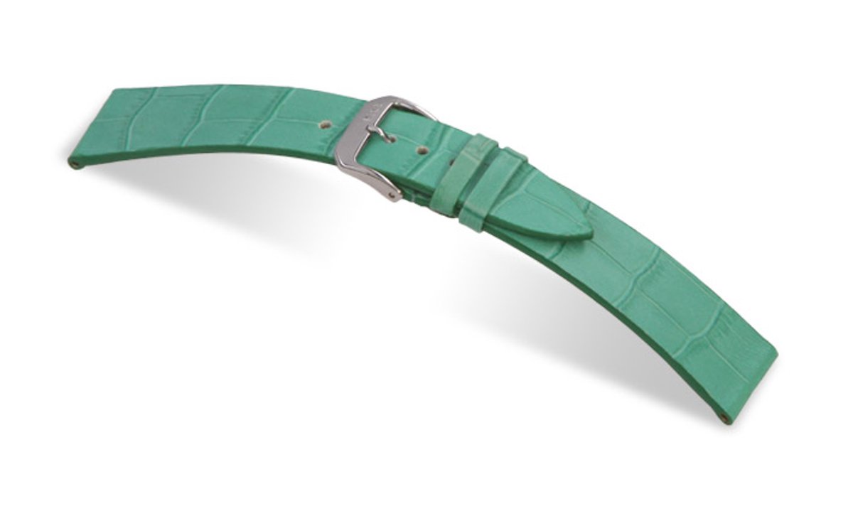 Lederband Charleston 20mm turkoois met Alligatorprint