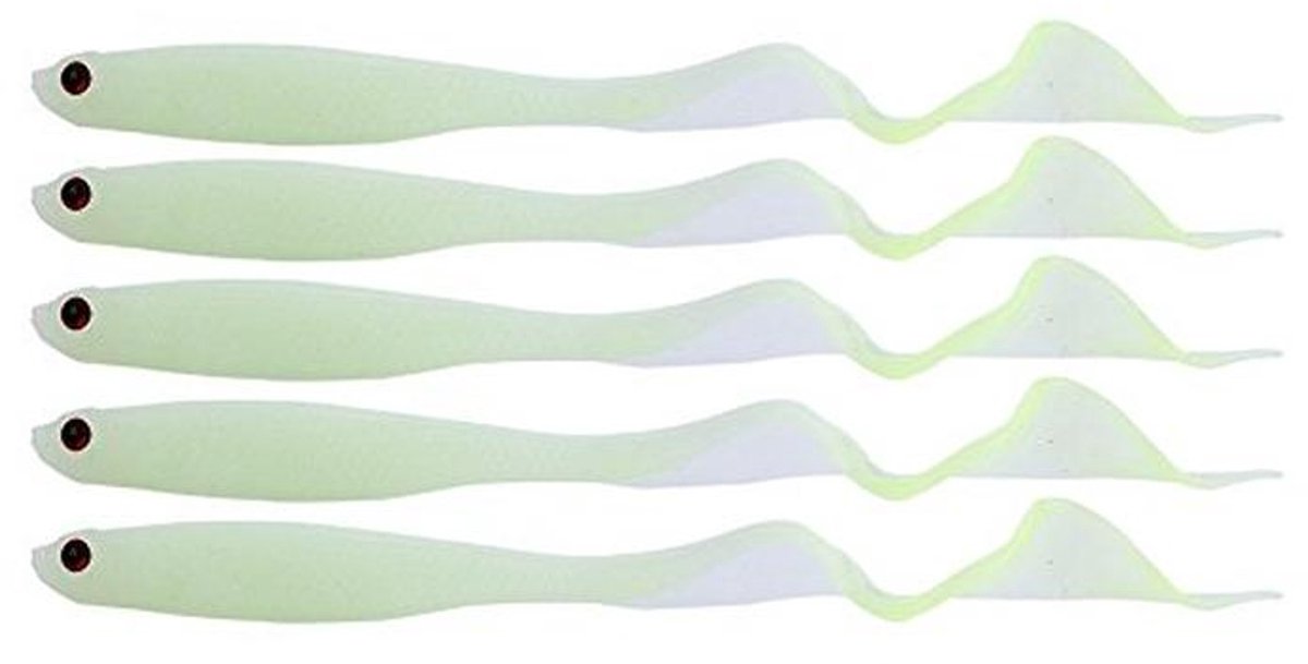 5 Stuks 13 cm Zachte Kunstmatige Paddle Staart Vissen Lokken Aas Jig Hoofd Haak Wormen Vissen Swimbait (Lichtgevend)