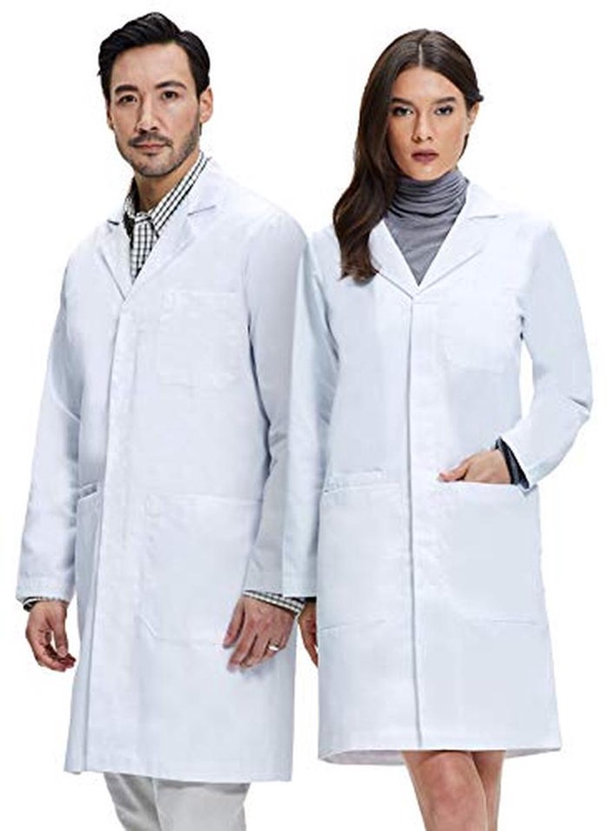 Premium Unisex Laboratoriumjas van 100% Katoen voor Dames en Heren met Zakken voor Smartphone & Tablet