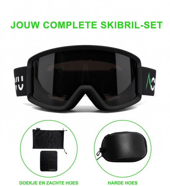 MONVU Sports Peak Basic - Skibril heren - Skibril dames – Ski zonnebril met dubbele anti-fog lens – Spiegelende krasbestendige lens – groot zichtveld – flexibel TPU montuur – geschikt over bril – CE-gecertificeerd voor skiën en snowboarden