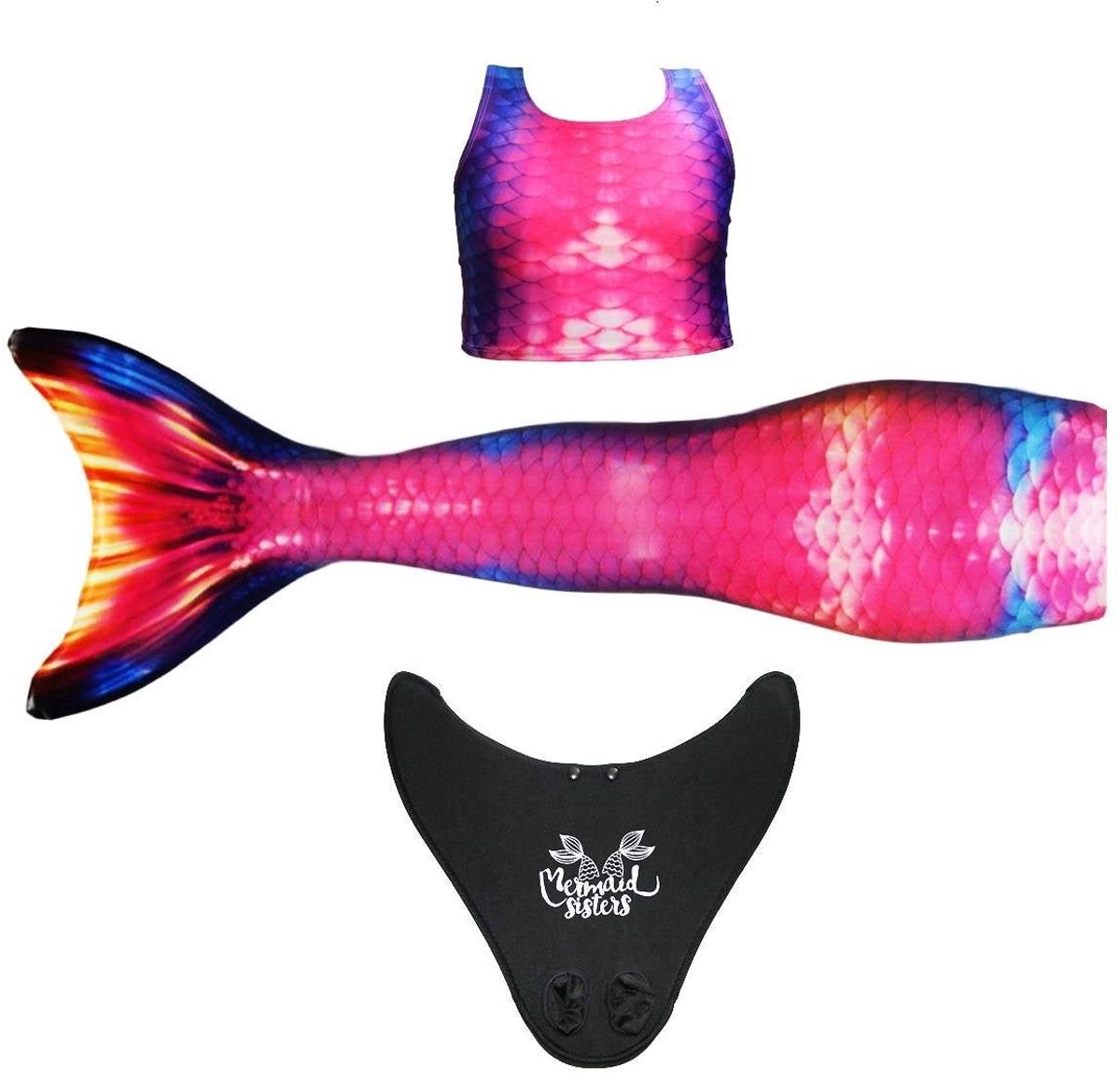 Mermaid Sisters Zeemeermin Staart Set voor Meisjes - Roze/Blauw - Maat 38-40 - Monovin & Bikini Zeemeermin Zwemkleding