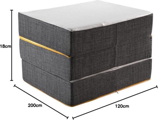 Vouwmatras Futon 120 x 200 cm voor Camping en Reizen - Orthopedisch Schuim van Merkloos — afbeelding 4