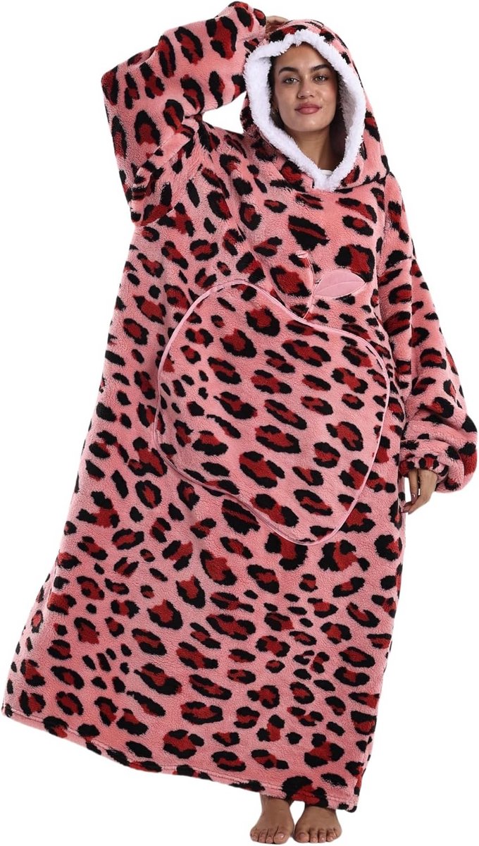 Extra lange oversized deken hoodie voor dames en heren - draagbare fleece capuchon deken