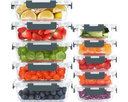 10 stuks glazen voedselopslagcontainers - Luchtdichte lunchboxen voor maaltijdbereiding