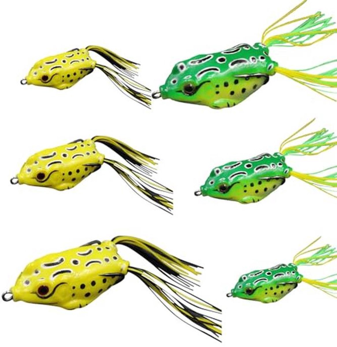 Kleurrijke Thunder Frog vissenlures - 6 stuks met 3D fisheye