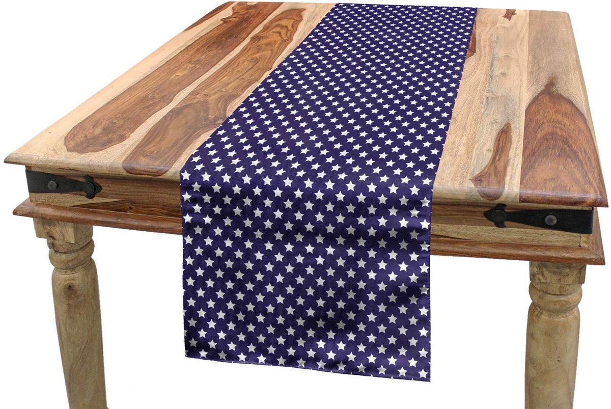 ABAKUHAUS Tafelloper Flaggensterren – 40x180 cm – Paars-Wit