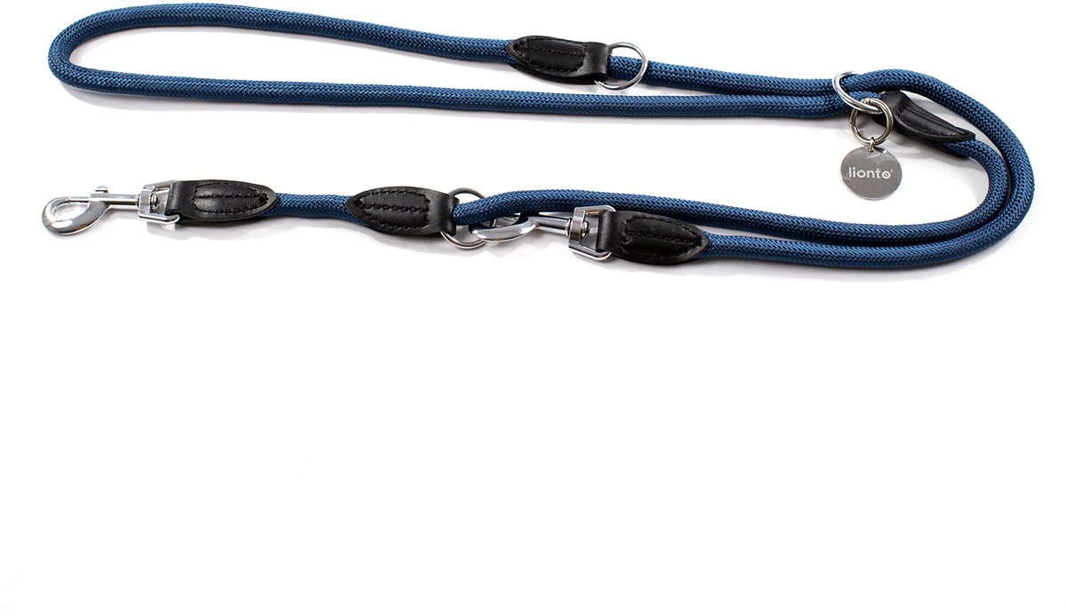 lionto verstelbare hondenriem 200 cm, weerbestendig nylon blauw
