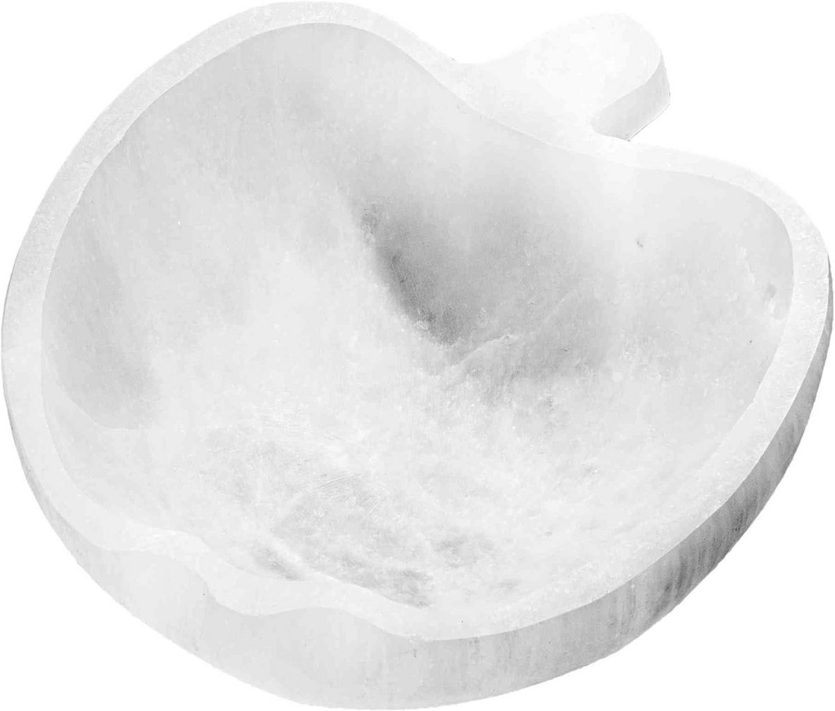 Handgesneden Seleniet Appelschaal 12 x 13 cm - Ideaal voor Sieraden en Edelstenen