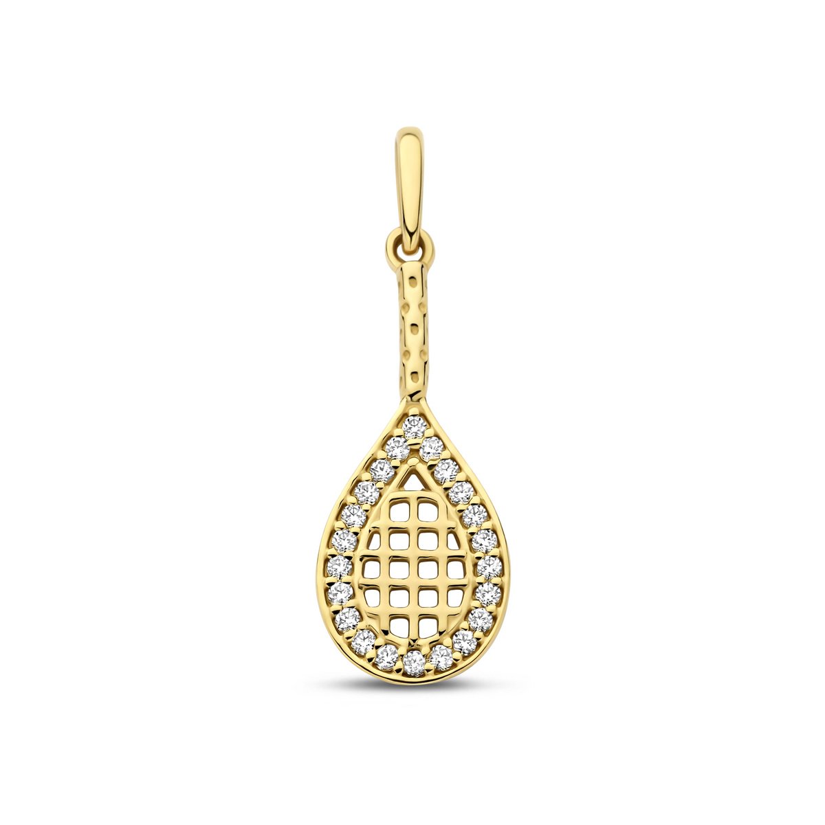 New Bling - 9NBG-0931 - 14K geelgouden hanger – tennisracket design – met zirkonia