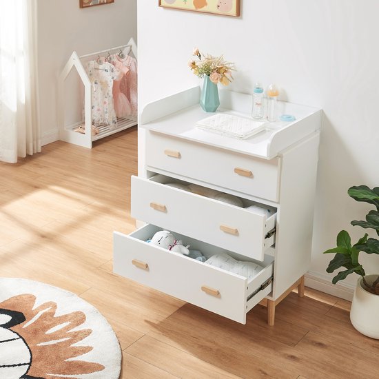 Luiercommode Sarievn met verschoonunit 100x80x53 cm wit [en.casa]