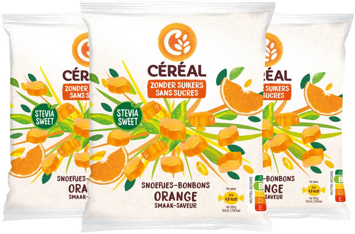 Céréal Snoepjes Sinaasappel - 3 x 120 gr - Voordeelverpakking