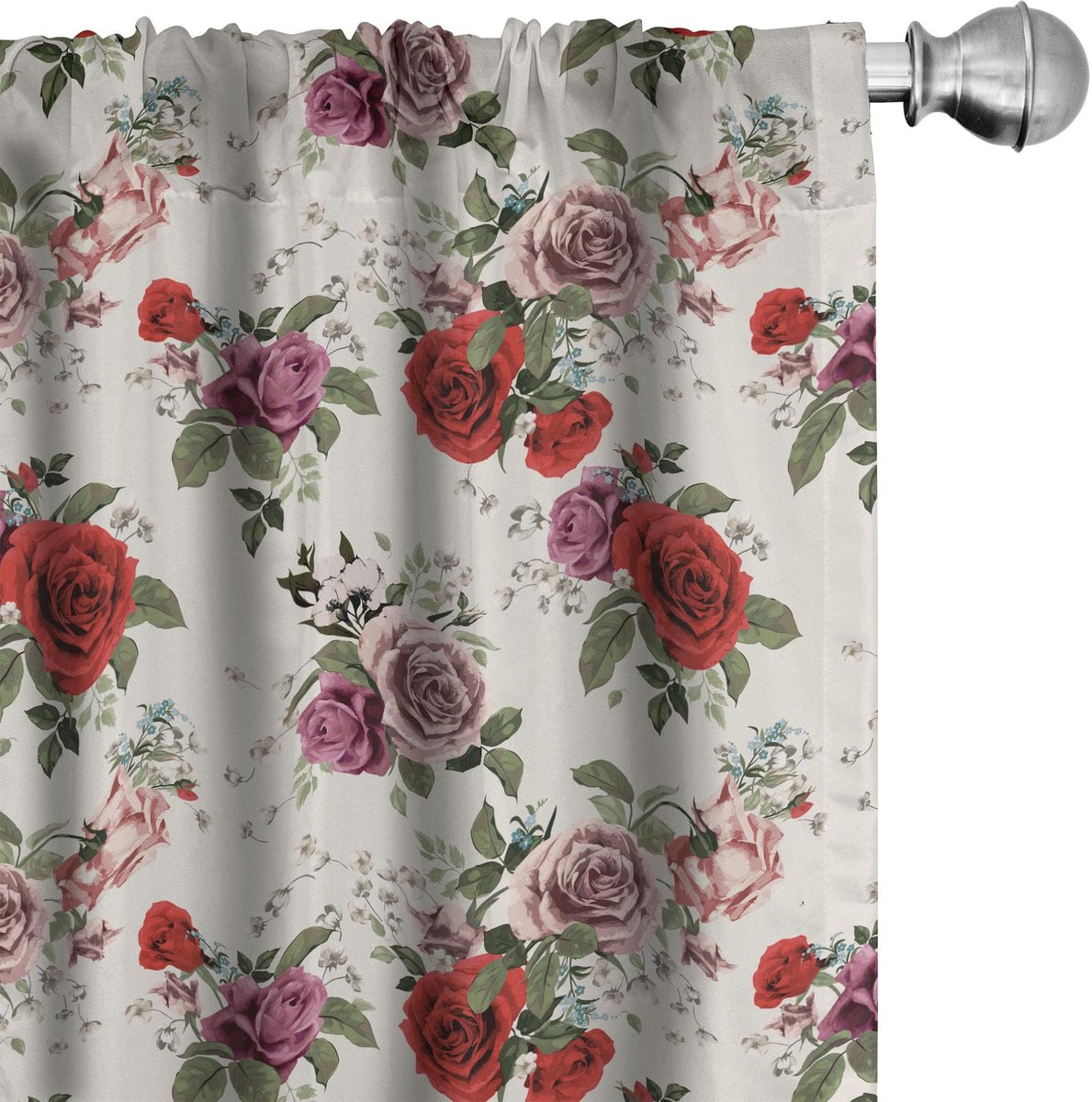 ABAKUHAUS Shabby Flora Voorhangen – 2x75x245 cm – Microfaser – Halfdonkerend Groen