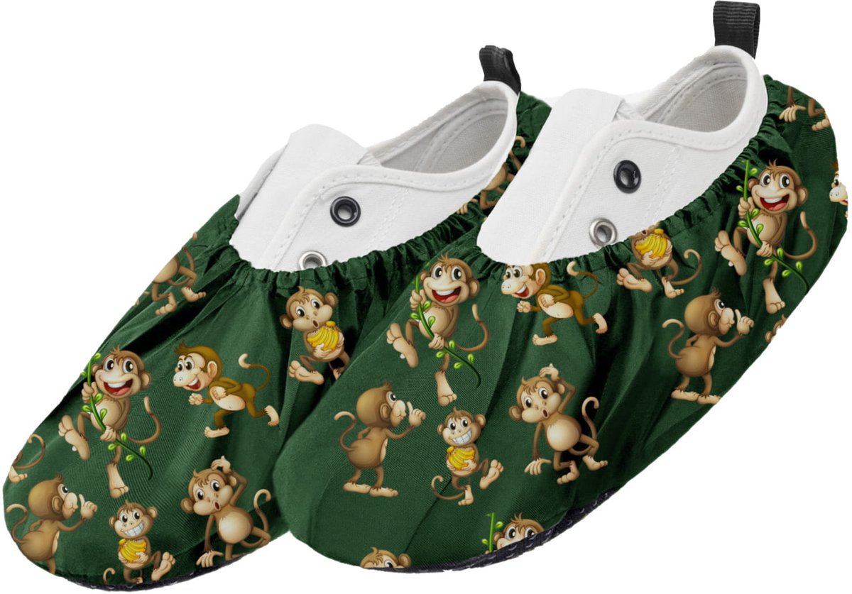 FEROCITY - Schoenovertrekken - Antislip, herbruikbaar - Unisex - Kinder - EU 25-30 - Polyester - Apen