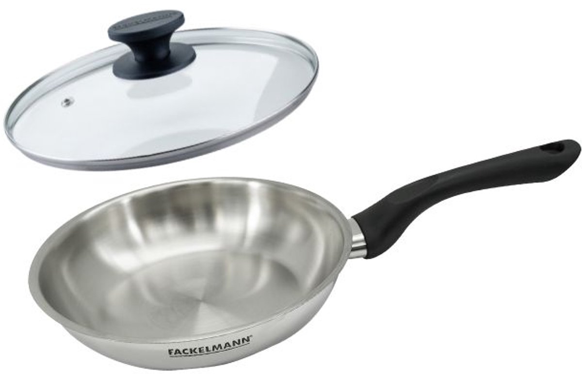 Set pan 20 cm roestvrij staal en glazen deksel Fackelmann Geneva