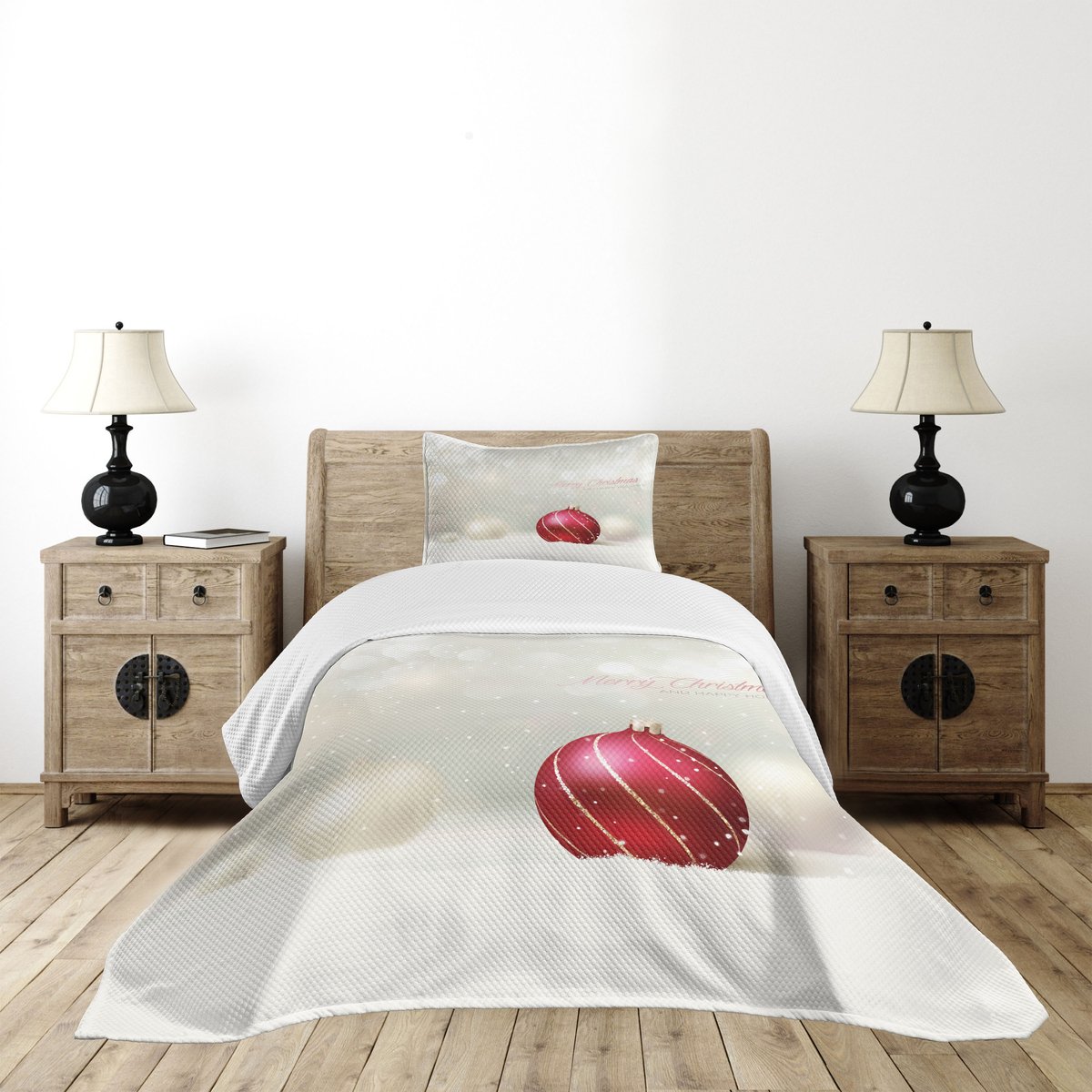 ABAKUHAUS Kerst bedsprei-set – 170x220 cm, 2-delig, Rubin eierschaal