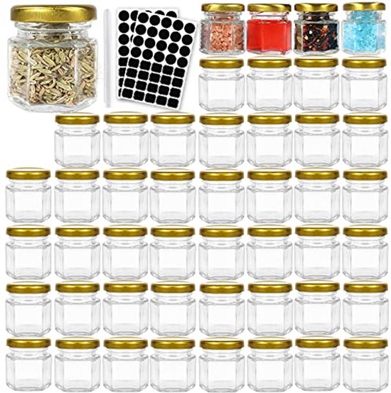 Weckpotten, 48 stuks, 140 ml, inmaakpotten, weckpotten, incl. inmaakringen, klemmen, glazen deksel, WSK