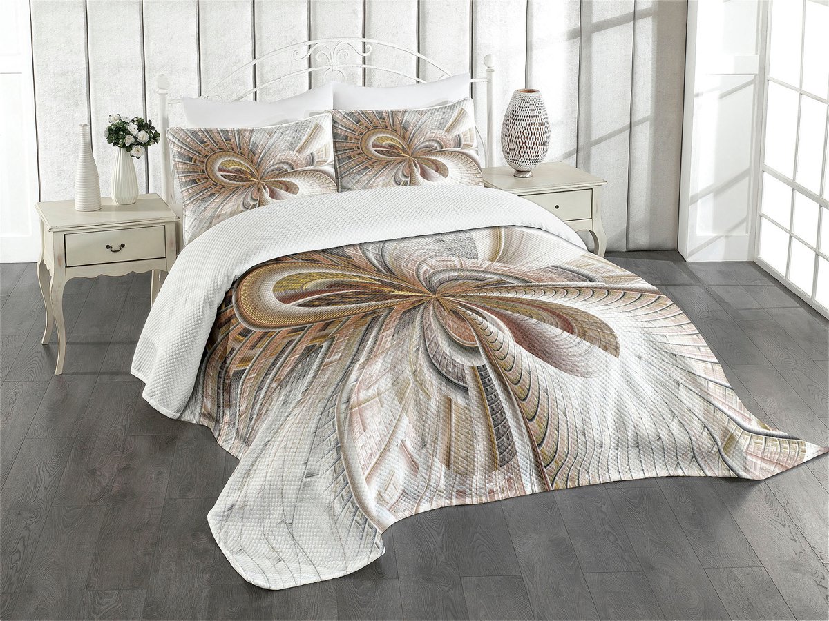 ABAKUHAUS Steampunk sprei – 3-delig set – 220 x 220 cm, bleek camelwit