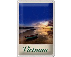 Blechschild Reise 20x30cm Vietnam Asien Boot Meer Natur Urlaub