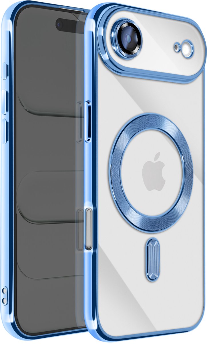 Avizar MagSafe Compatibele Hoes Geschikt voor Apple iPhone Air met Chromen Rand, Blauw